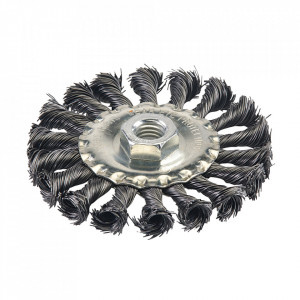 Drótkefe tárcsa, 100mm, M14, sarokcsiszoló rögzítés, Silverline
