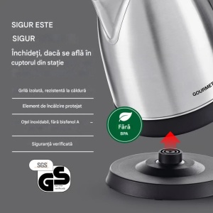 Fierbator electric cana INOX, 1.8L, 1500W, GOURMETMaxx, ambalaj original deteriorat - Img 4