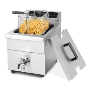 Friteuza cu inductie Hendi Kitchen Line, 8 lt, corp inox, 3500W, functie boost pentru incalzire rapida, Hendi, 290x485x(H)406mm