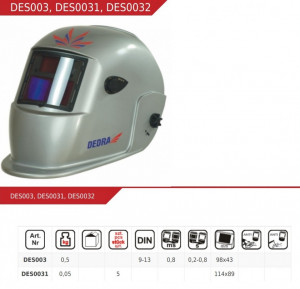 Hegesztőmaszk automatikus önfeketítővel , Full Face , MIG, TIG és ív (MMA/GMAW), Dedra - Img 2