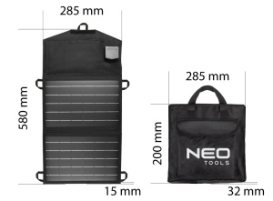 Hordozható napelem, 15W, 2 x USB, 580 x 285 x 15 mm, Neo - Img 5
