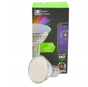 Intelligens izzó GU10 spotlámpákhoz, RGB SZÍNES fény, fehér, meleg, hideg, energiafogyasztás 4,9W - fény 34W, WI-FI, LSC - Img 5