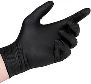 Kézvédő kesztyű, eldobható, 100 darab, nitril, szakadásálló, púdermentes, fekete, L méret, Silverline - Img 2