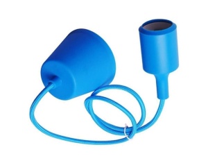Kit plafoniera, soclu E27, bec maxim 60W, PVC albastru, cablu impletit 1m, ExtraStar - Img 3