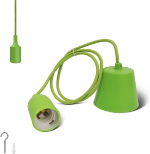 Kit plafoniera, soclu E27, bec maxim 60W, PVC verde, cablu impletit 1m, ExtraStar - Img 5