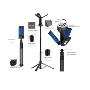 Lampa LED multifunctionala pentru santier, service auto, lumina 360 grade, 4500lumeni, acumulator inclus, trepied, 2 setari de culoare, 3 setari intensitate, Dedra - Img 4