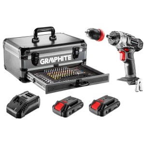 Masina de gaurit cu 2 acumulatori 18V/2.0 Ah, 10 mm, cutie Al,109 accesorii