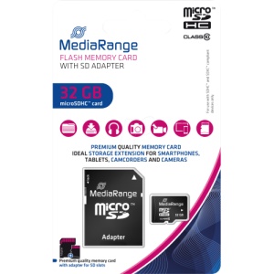 MediaRange Micro SDHC 32GB Class 10 with SD adapter "MR959"