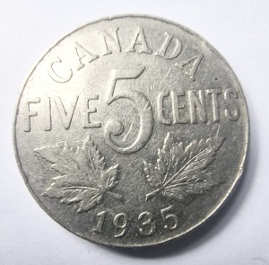 Moneda Canada - George V - 5 Cents 1935
