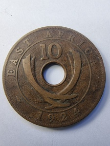 Moneda Coloniala - 10 cents din 1924 - East Africa (Africa de Est Britanică),