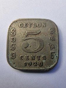 Moneda Coloniala - 5 Cents 1920 - Ceylon – Colonie Britanică - George V - Img 3