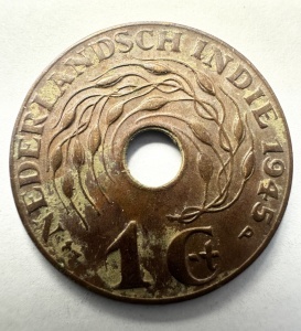 Moneda Indiile Olandeze - Wilhelmina - 1 Cent 1945