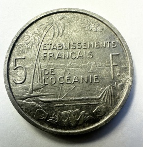 Moneda Polinezia Franceza - 5 Francs 1952 - Img 2