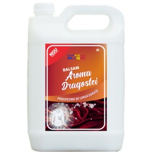 Mosószer 5L, 100 mosás, bársony, megakadályozza a vízkő képződését, megkönnyíti a vasalást, Aroma Aroma of Love, Magic Cleanse illatanyag.