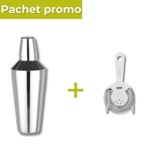 Pachet Shaker conic cocktail + Strecuratoare Hendi pentru bar, otel inoxidabil