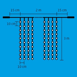 Perdea de lumini cu LED-uri, cu legare în serie, 2x3 m, IP44 - Img 3