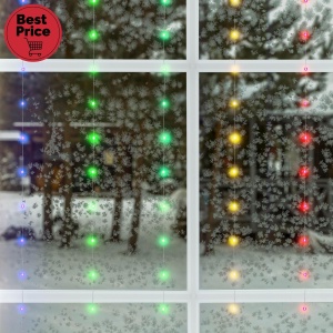 Perdea de lumini microLED, de interior, 3x2m, 10 ghirlande / 20LED, alb rece, 8 progr