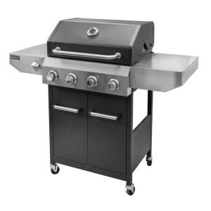 Prémium gázgrill, 4 égő, teljesítmény 12kW, öntöttvas grill, gázpalackos működtetés, Dedra