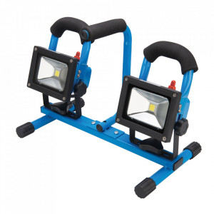 Proiector santier dublu cu tripod, 2 x 10W LED, 2x 700 lumeni, IP44, Silverline - Img 2