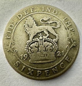 REGATUL UNIT - GEORGE V - SIX PENCE 1922 - ARGINT - Img 2