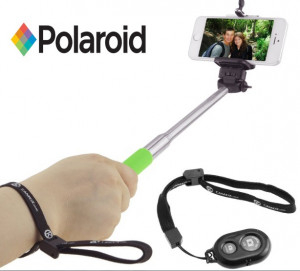 Selfie stick Polaroid, Bluetooth, 105 cm, Negru / Albastru / Roz / Verde / Portocaliu - Img 1