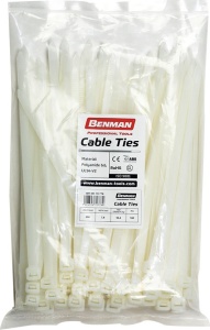 Set 100 coliere din plastic, soricei prindere, rezistenti UV, 140 x 2.5mm, ALB, Benman - Img 2