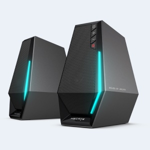 Set 2 boxe active pentru GAMING, PC, bluetooth,monitor audio, LED RGB, 5W, sunet HI-FI, incinte lemn si aluminiu, NEGRU, Edifier G1500-BK - Img 2