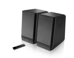 Set 2 boxe active pentru PC, muzica, gaming, camera copii, 70W, telecomanda, sunet HI-FI, incinte lemn NEGRU, bluetooth, Edifier R1855DB-MB - Img 6