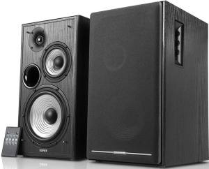 Set 2 boxe active premium pentru PC, muzica, gaming, 136W, 3 cai, telecomanda, sunet HI-FI, incinte lemn NEGRU, bluetooth, Edifier R2750DB - Img 6