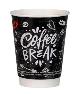 Set 25 pahare din carton cu pereti dubli pentru cafea, ceai, 350ml, 12oz, model Coffee Break - Img 2