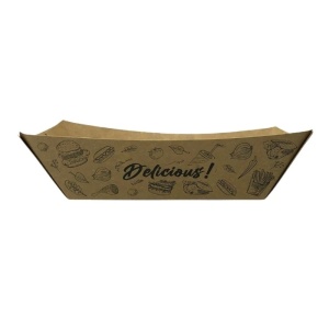 Set 250 barcute din carton pentru servit alimente fast food, 600cc, 165x115x40mm, model URBAN KRAFT