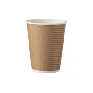 Set 250 pahare bauturi calde cu pereti dubli, 8oz, 235ml, d80mm, model Ripple kraft, protectie maini