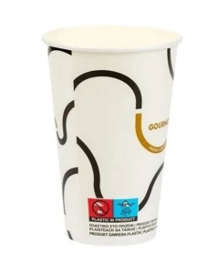 Set 50 pahare carton pentru bauturi calde, cafea, ceai, vin fiert, targuri, 350ml, 12oz, d80mm, model Gourmet alb - Img 2