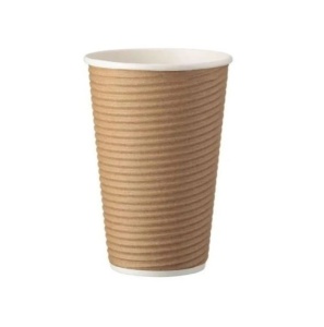 Set 500 pahare bauturi calde cu pereti dubli, 16oz, 470ml, d90mm, model Ripple kraft, protectie maini