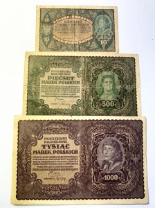 Set Bancnote - Polonia – 10/ 500 / 1000 Marek Polskich 1919 - Img 3