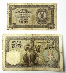 Set Bancnote Serbia - 20/50 Dinari 1941 - Ocupatie Germana - Img 2
