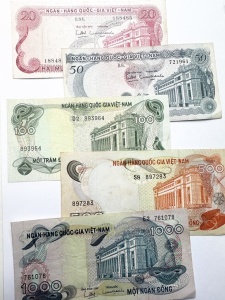 Set Bancnote - Vietnamul de Sud - 20/50/100/500/1000 Dong ( 1966-1975 )