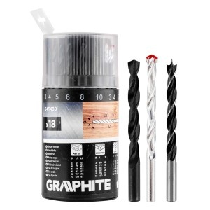 Set de burghie pentru metal, lemn, caramida: 3, 4, 5, 6, 8, 10 mm, 18 buc.