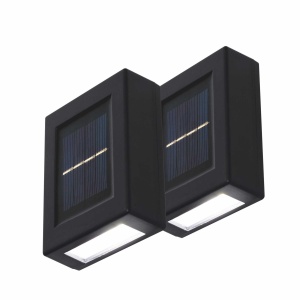Set de lămpi solare de perete, 2 bucăți/cutie, 2 LED-uri alb cald, negru