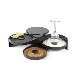 Set decorare margine pahare cocktail cu 3 zone pt zahar, sare si lime - - 200x160x(H)75 mm - plastic ABS - Hendi