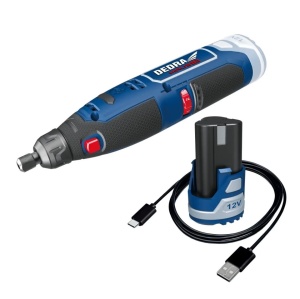 Set mini freza cu acumulator 12V 2Ah, 47 accesorii, Dedra MAUS12