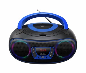 Sistem Audio Portabil Boombox Denver TCL-212BT, CD Player, Bluetooth, Radio FM, USB MP3, Lumini LED, AUX, Albastru - Img 4