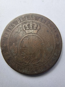 Spania - 1868 – Regina Isabella II – 5 Céntimos de Escudo - Img 4