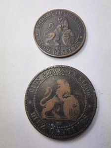 Spania - 5 & 10 Centimos 1870 - Guvernul Provizoriu