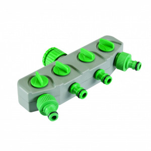 Splitter gradina 4 iesiri cu robinet , Silverline 4-Way Tap Connector - Img 1