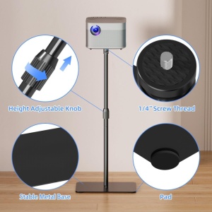 Suport premium de podea pentru proiector video, camera foto/video, dispozitive cu montura filet 1/4, telescopic, maxim 0.82m, Suptek - Img 5