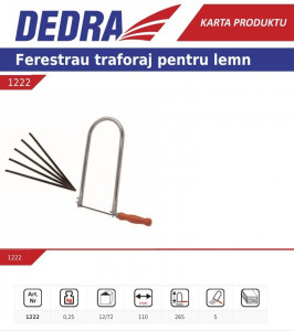 Traforaj manual 265mm , 110mm lama , set 5 lame incluse , Dedra - Img 2