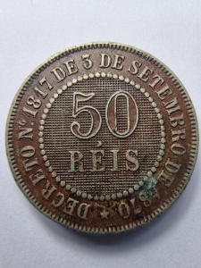 🪙 Brazilia Imperială – 50 Réis 1886- Pedro II - Img 2