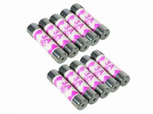 10 darabos biztosítékkészlet, biztosítékvédelem, 3A, 25.4mm x 6.3mm, Power Master