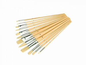 12 darabos ecsetkészlet, természetes fa nyéllel, 2-12mm, Silverline - Img 4